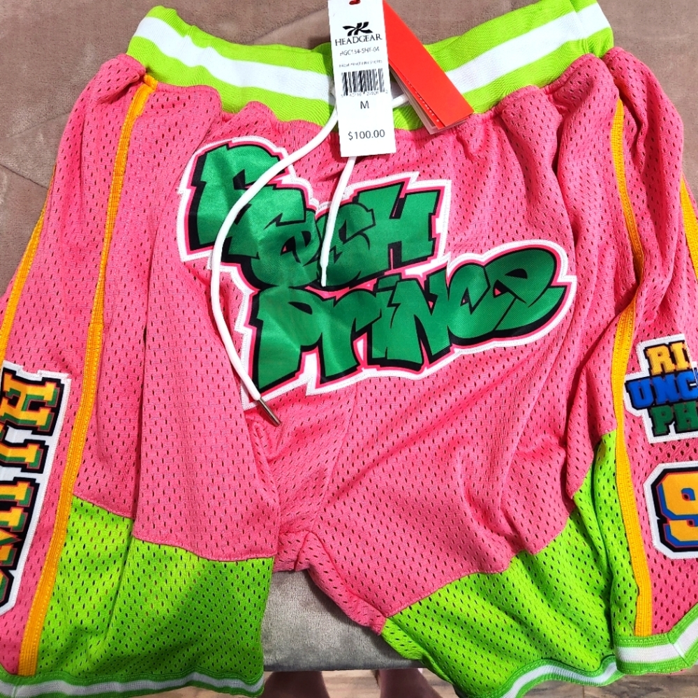 Headgear Fresh Prince Basketball shorts Pink & Green Mens Size M 100% Poly NWT - Picture 1 of 6